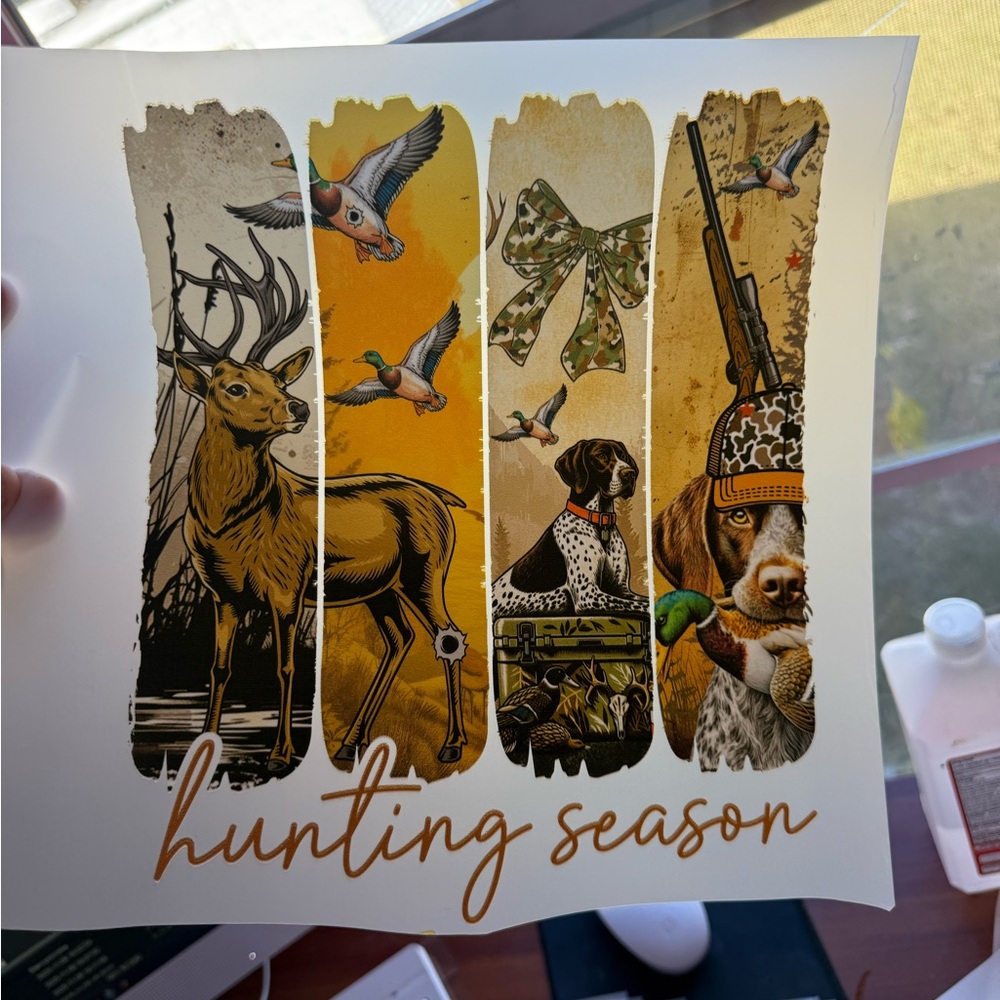 Hunting Season Wall Art with Deer and Dog Design